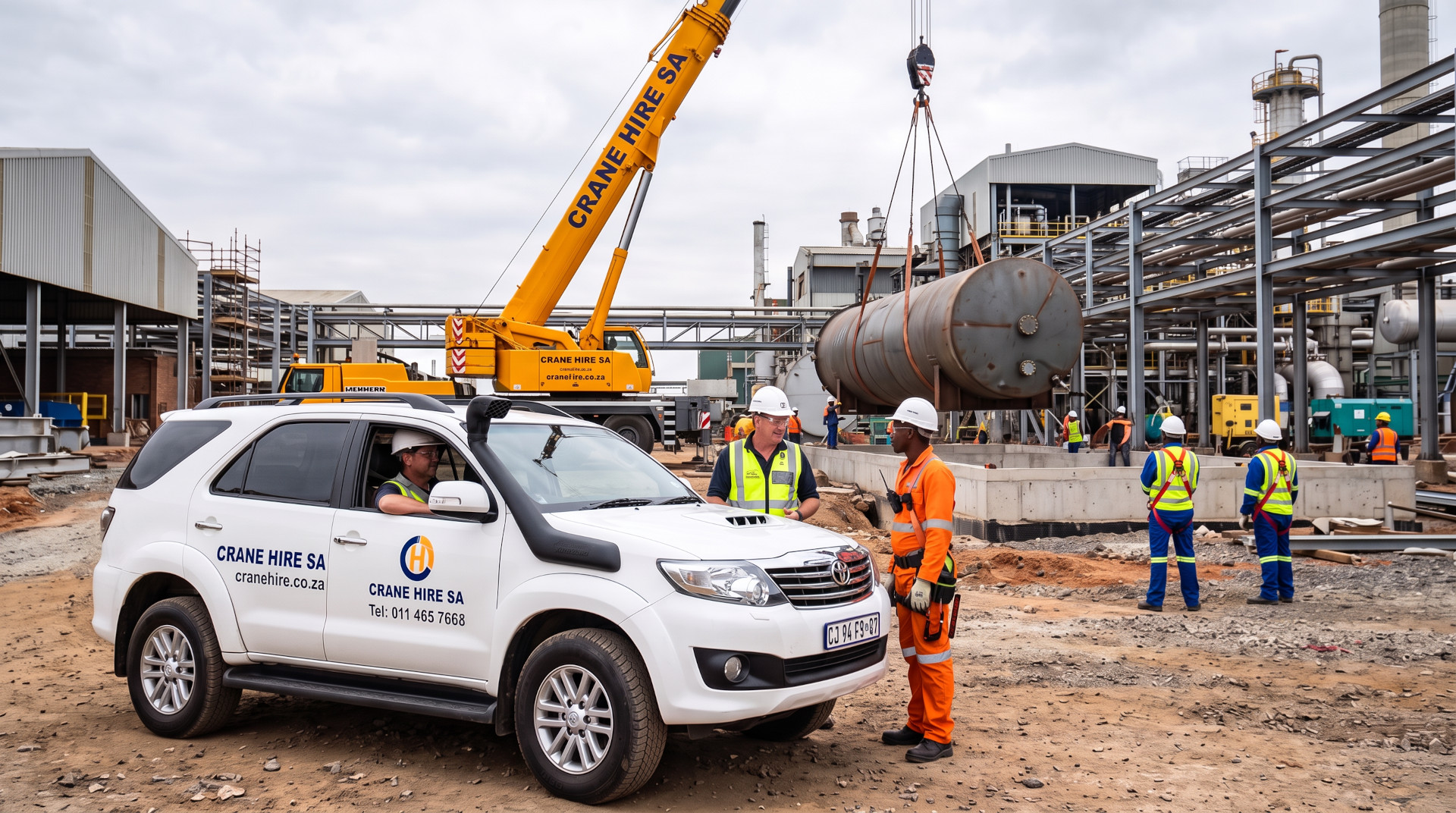 fortuner on a construction site driven by a crane hire rep