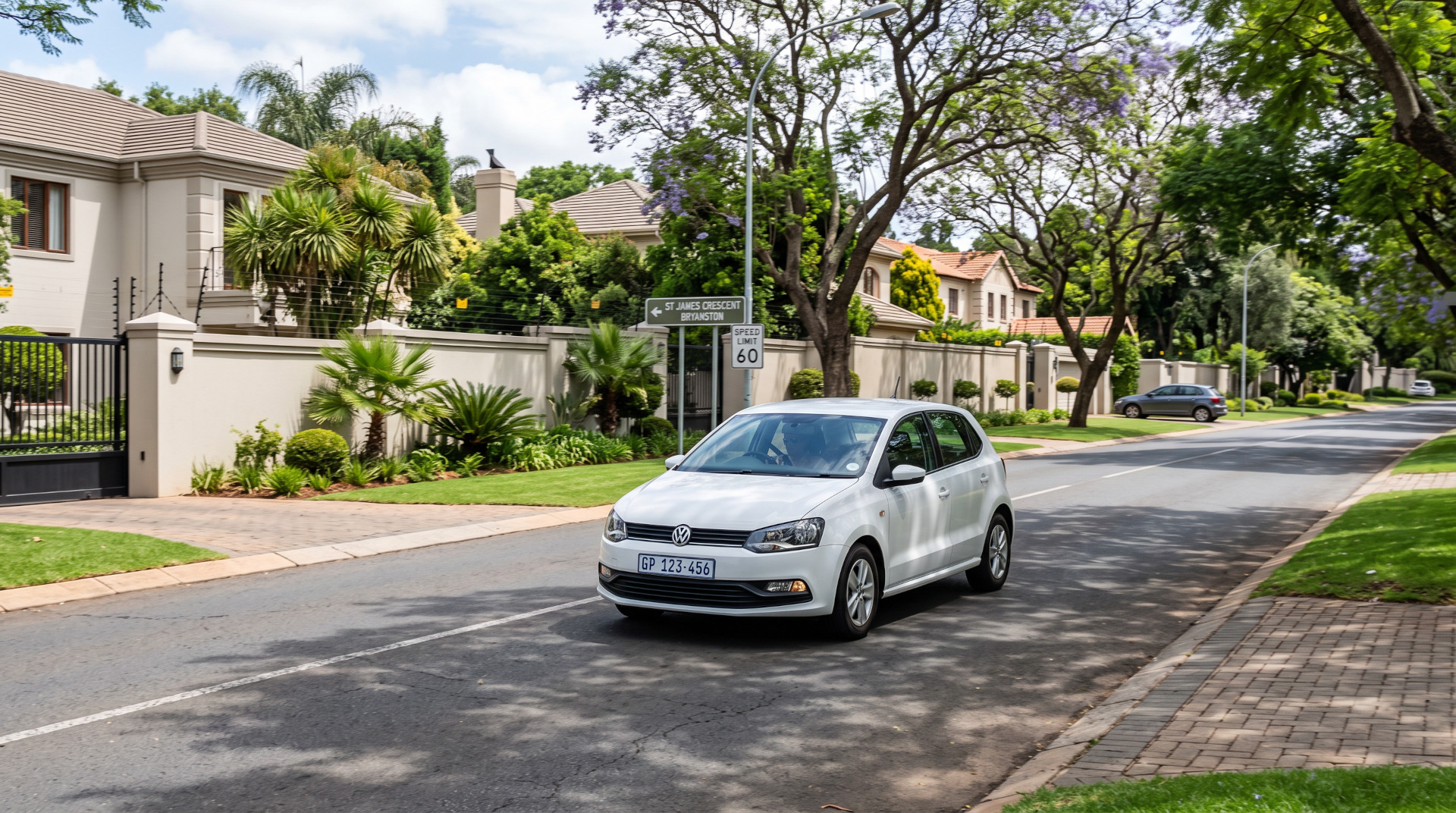 VW Polo Vivo driving on the streets of Bryanston